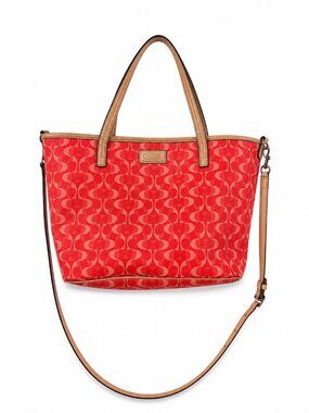 Coach Park Metro Dream C Tote Red Signature Print Crossbody Shoulder Bag Purse